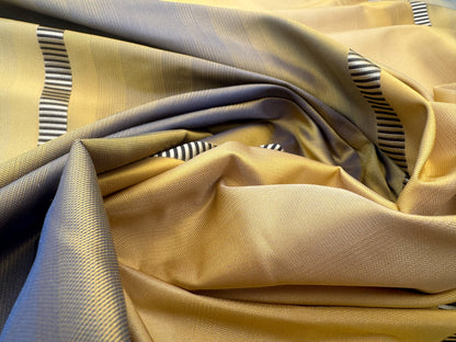 Scalamandre Noorien Stripe Blue Indigo Gold 100% Silk Wide Ombre Stripe - By the yard