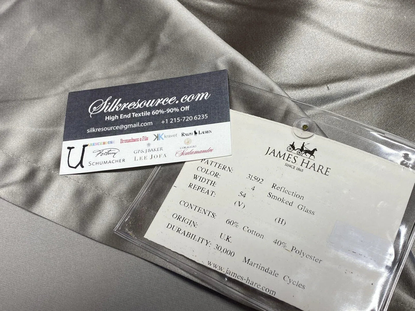 10 Boxu Scalamandre 2.4y James Hare Satin Reflection Smoked Glass Silver