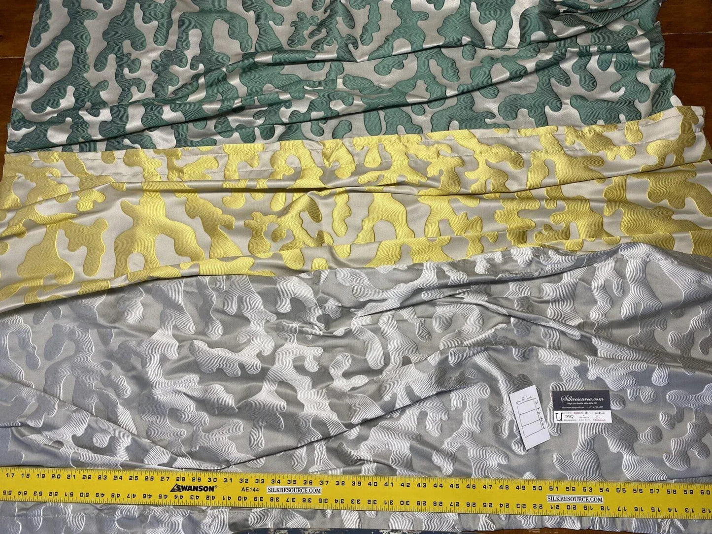 12 Boxu Scalamandre 'Marlin" Coral Damask Silver Yellow Green 3 Pieces MSRP USD 300+/Y