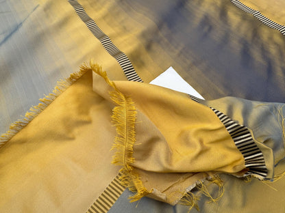 Scalamandre Noorien Stripe Blue Indigo Gold 100% Silk Wide Ombre Stripe - By the yard