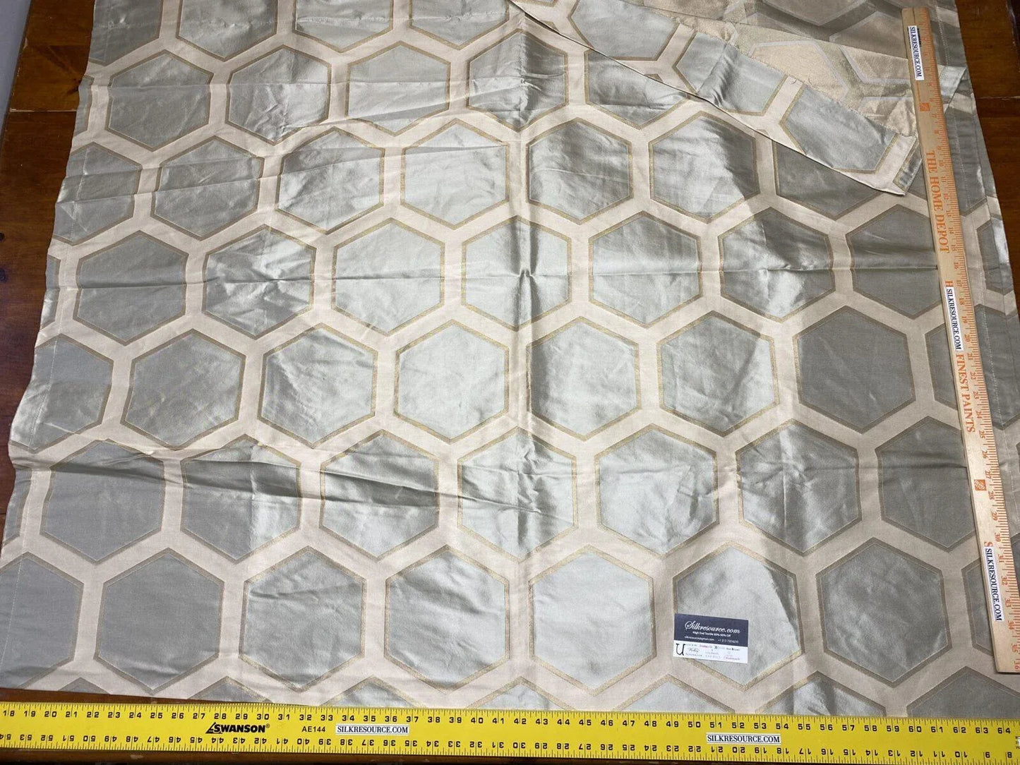 13 Boxu Scalamandre 2.4y Hexagon Woven Damask Aqua Blue Silver