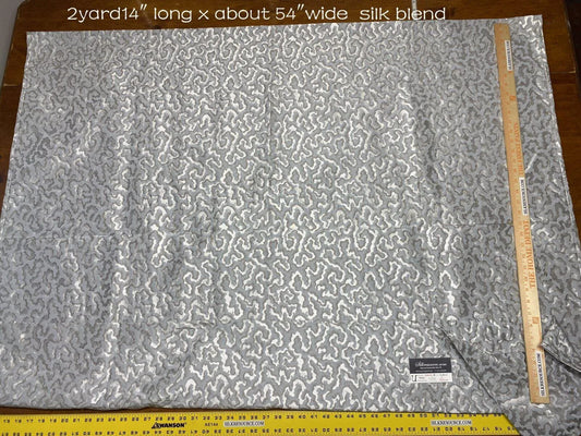 15 Boxu Scalamandre 2.4yd Silk Blend Damask Silvery Grey Cloud Coral Abstract Texture