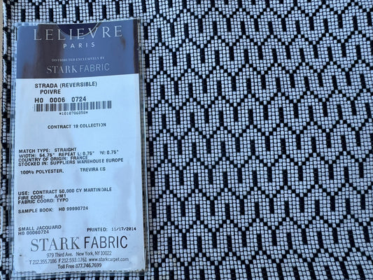 4 EV56 Square 25" x 25" Jacquard by Lelievre Strada Reversible Poivre Black and White Small Jacquard Small Scale Chevron Geometric MSRP USD 602/y
