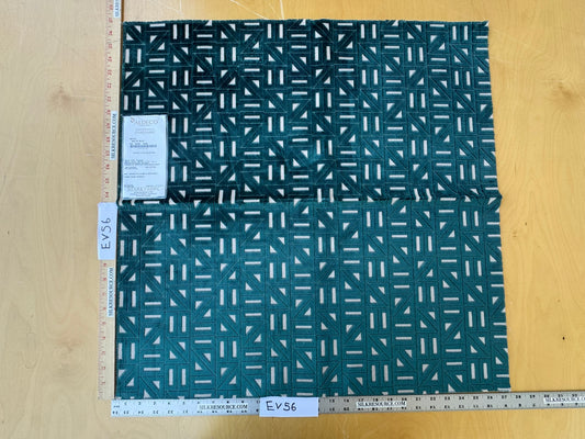 5 EV56 Square 25" x 25"  Scalamandre Aldeco  Miter Baltic Blue White Cut Velvet Geometric