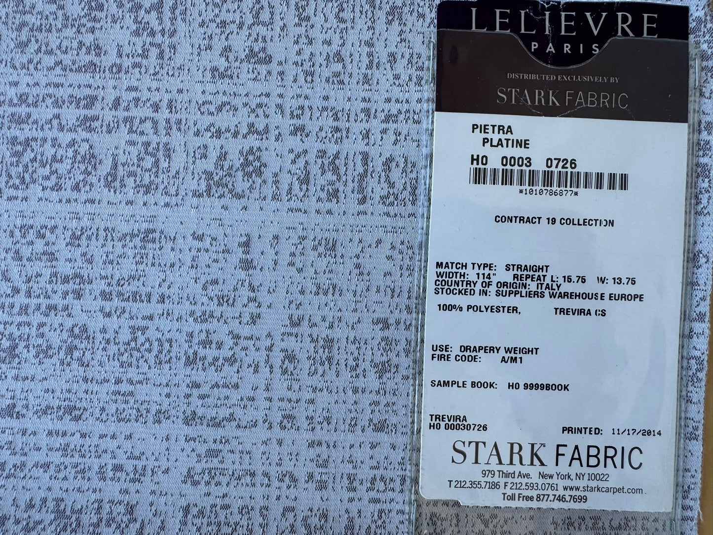 6 EV56 Square 25" x 25" Scalamandre Lelievre Paris  Pietra Platine Gray White 100% Polyester Small Scale Texture