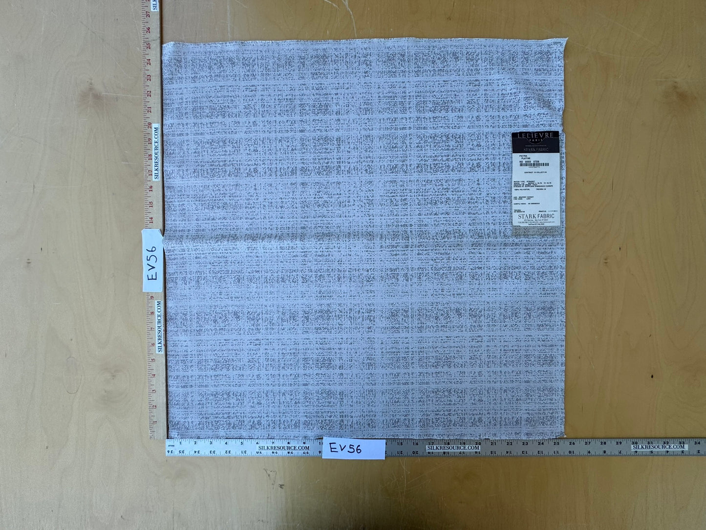 6 EV56 Square 25" x 25" Scalamandre Lelievre Paris  Pietra Platine Gray White 100% Polyester Small Scale Texture