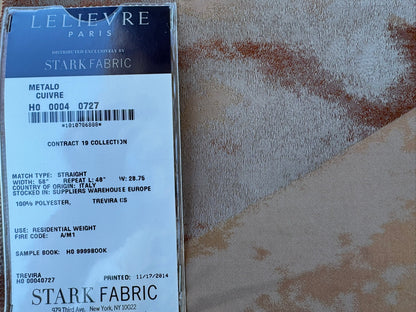 8 EV56 Square 25" x 25" Scalamandre Lelievre Paris Metalo Cuivre Brown Gray Abstract 100% Polyester