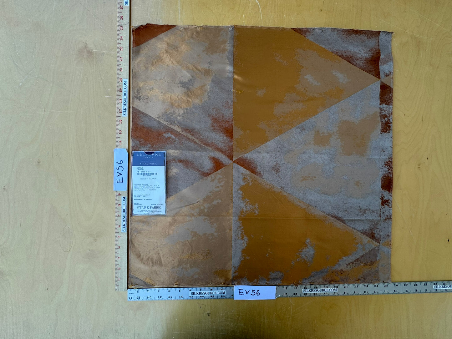 8 EV56 Square 25" x 25" Scalamandre Lelievre Paris Metalo Cuivre Brown Gray Abstract 100% Polyester