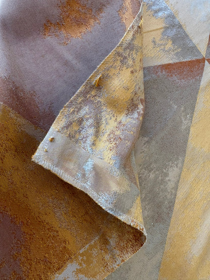8 EV56 Square 25" x 25" Scalamandre Lelievre Paris Metalo Cuivre Brown Gray Abstract 100% Polyester