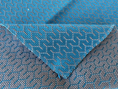 9 EV56 Square 25" x 25" Jacquard by Lelievre Strada Reversible Canard Blue Small Jacquard Small Scale Chevron Geometric MSRP USD 602/y