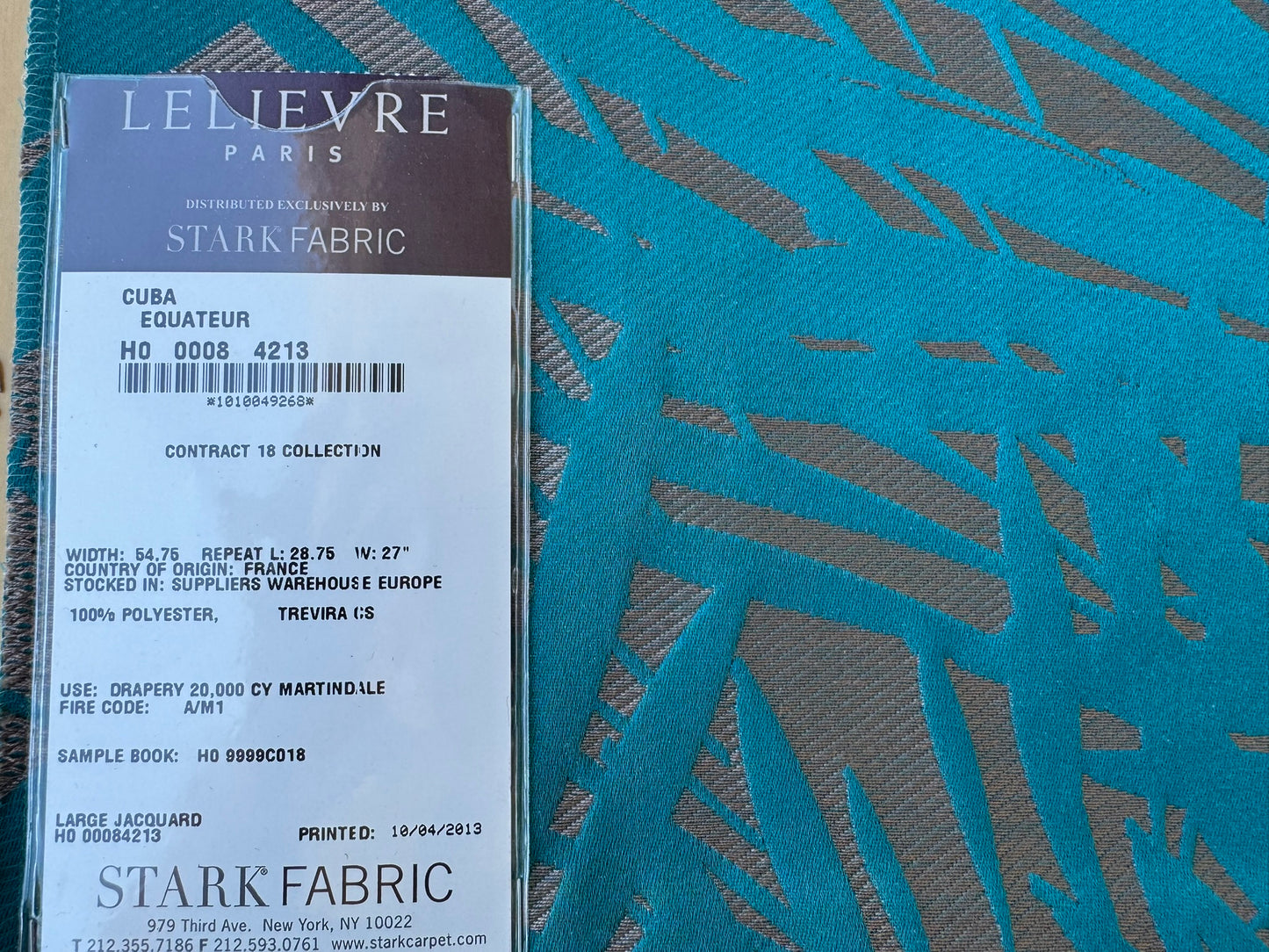 11 EV56 Square 24" x 27" Scalamandre by Lelievre Cuba Equateur Tropical Blue Gray Botanical Foliage MSRP USD556/y