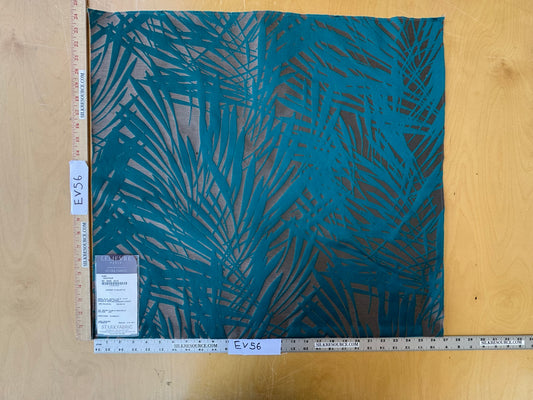 11 EV56 Square 24" x 27" Scalamandre by Lelievre Cuba Equateur Tropical Blue Gray Botanical Foliage MSRP USD556/y