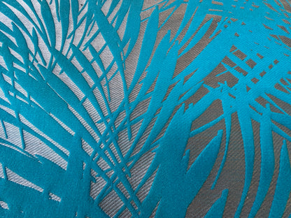 11 EV56 Square 24" x 27" Scalamandre by Lelievre Cuba Equateur Tropical Blue Gray Botanical Foliage MSRP USD556/y