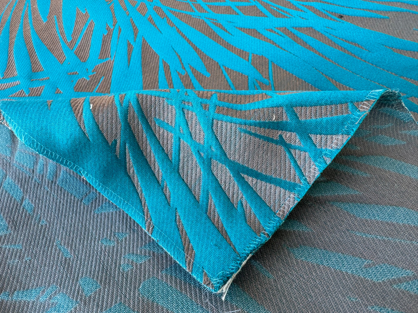 11 EV56 Square 24" x 27" Scalamandre by Lelievre Cuba Equateur Tropical Blue Gray Botanical Foliage MSRP USD556/y