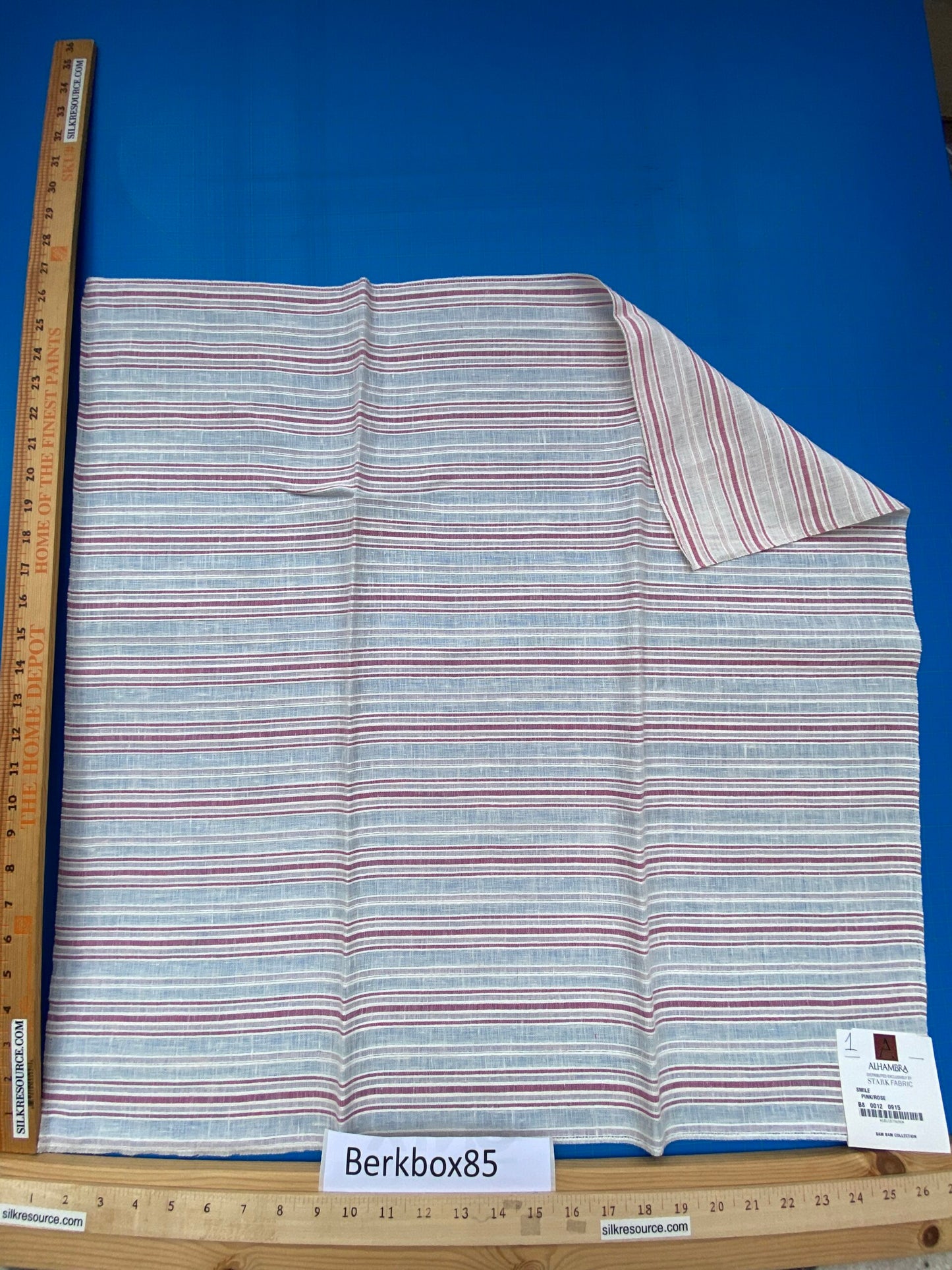 31 Berkbox85 Square Jacquard by Alhambra Smile Pink Rose White Stripe MSRP USD300+/y