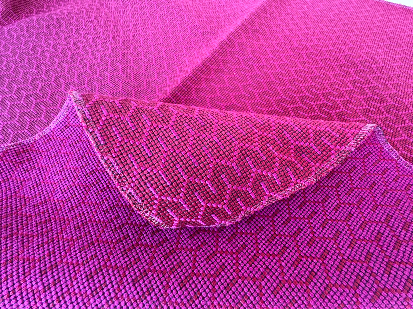 12 EV56 Square 25" x 25" Scalamandre Jacquard by Lelievre Strada Reversible Framboise Red Pink Small Jacquard Small Scale Chevron Geometric MSRP USD 602/y