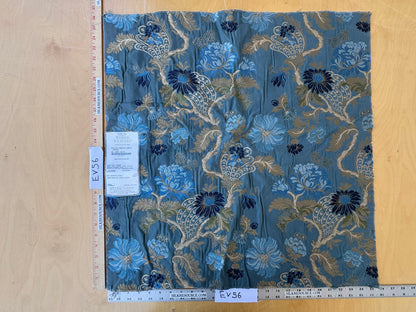 13 EV56 Square 25" x 25" Scalamandre Old World Weavers Palazzo Pamphily Lampas Lagoon Blue Botanical Tree Foliage Floral