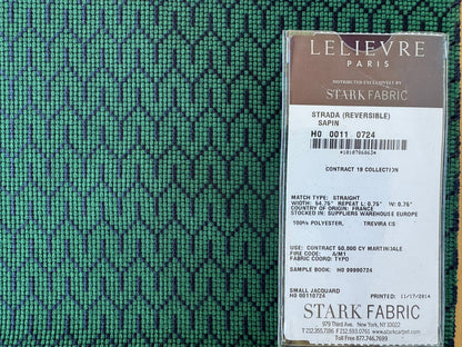 14 EV56 Square 25" x 25" Scalamandre Jacquard by Lelievre Strada Reversible Sapin Green Pink Small Jacquard Small Scale Chevron Geometric MSRP USD 602/y