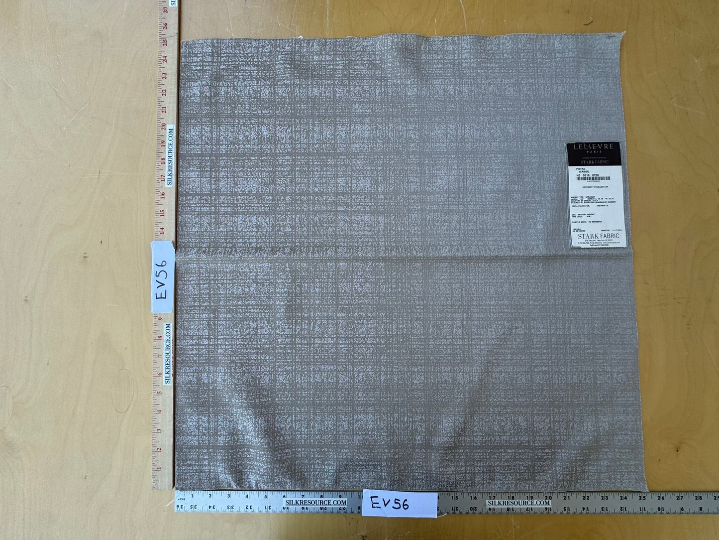 15 EV56 Square 25" x 25" Scalamandre Lelievre Paris  Pietra Vermeil  Gray Beige 100% Polyester Small Scale Texture