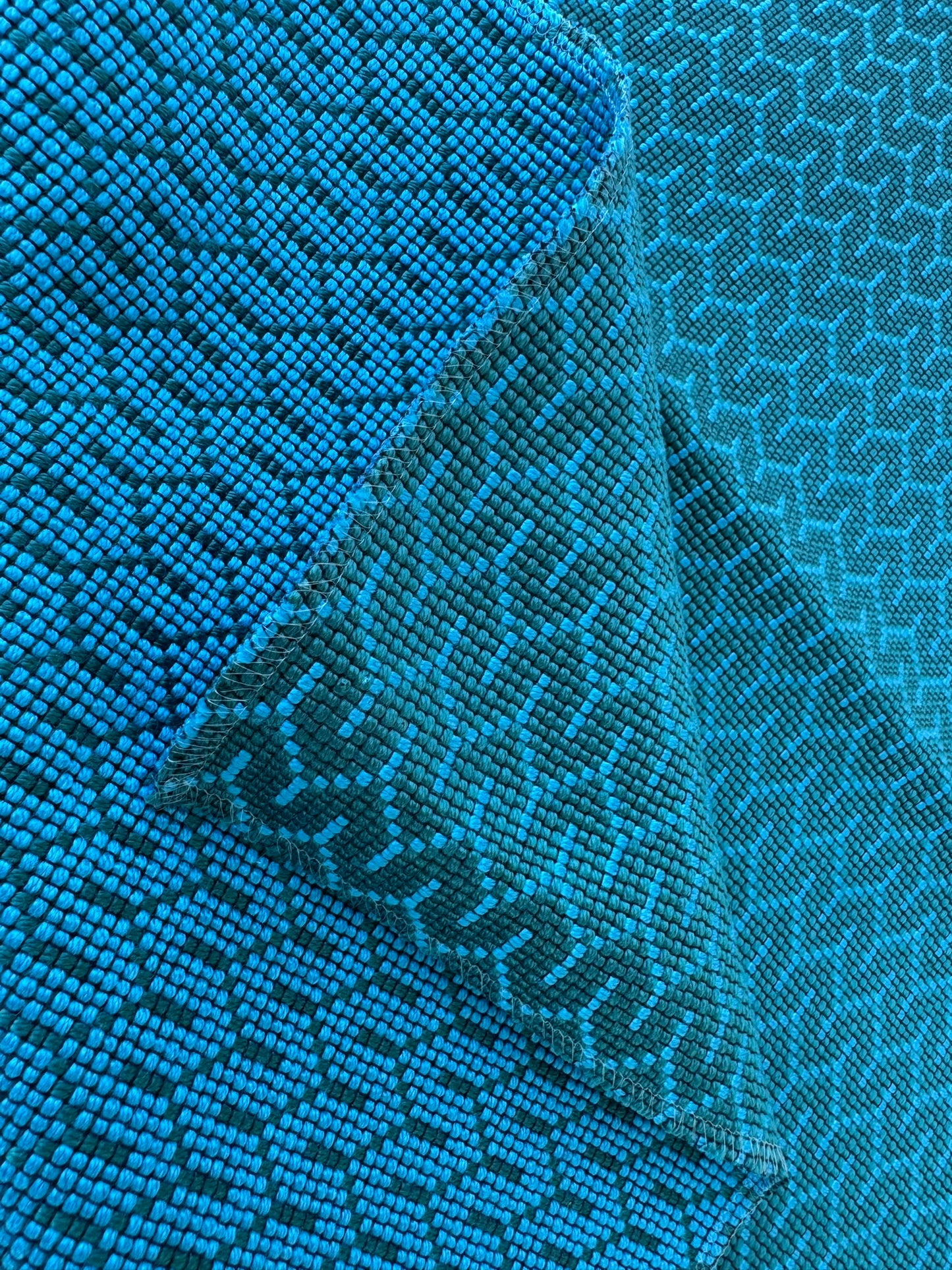 16 EV56 Square 25" x 25" Scalamandre Jacquard by Lelievre Strada Reversible Lagon Blue Green Pink Small Jacquard Small Scale Chevron Geometric MSRP USD 602/y