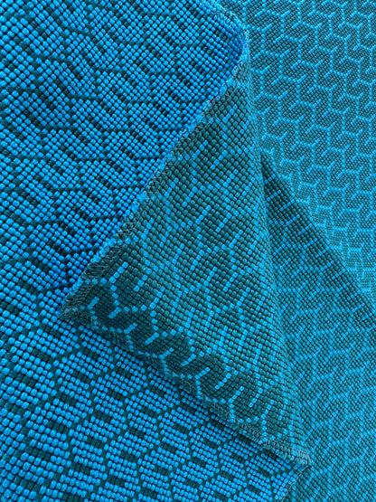 16 EV56 Square 25" x 25" Scalamandre Jacquard by Lelievre Strada Reversible Lagon Blue Green Pink Small Jacquard Small Scale Chevron Geometric MSRP USD 602/y