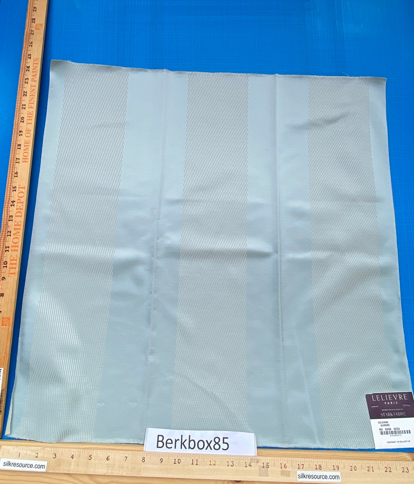 35 Berkbox85 Square Jacquard by Lelievre Paris Colonne Aurore Light Blue Stripe MSRP USD444/y