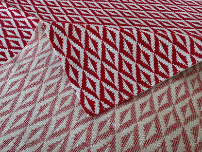 19 EV56  Square 25" x 26" Scalamandre Lelievre Paris Origami Epingle Rouge Red White Diamond Geometric Small Scale MSRP USD374/y