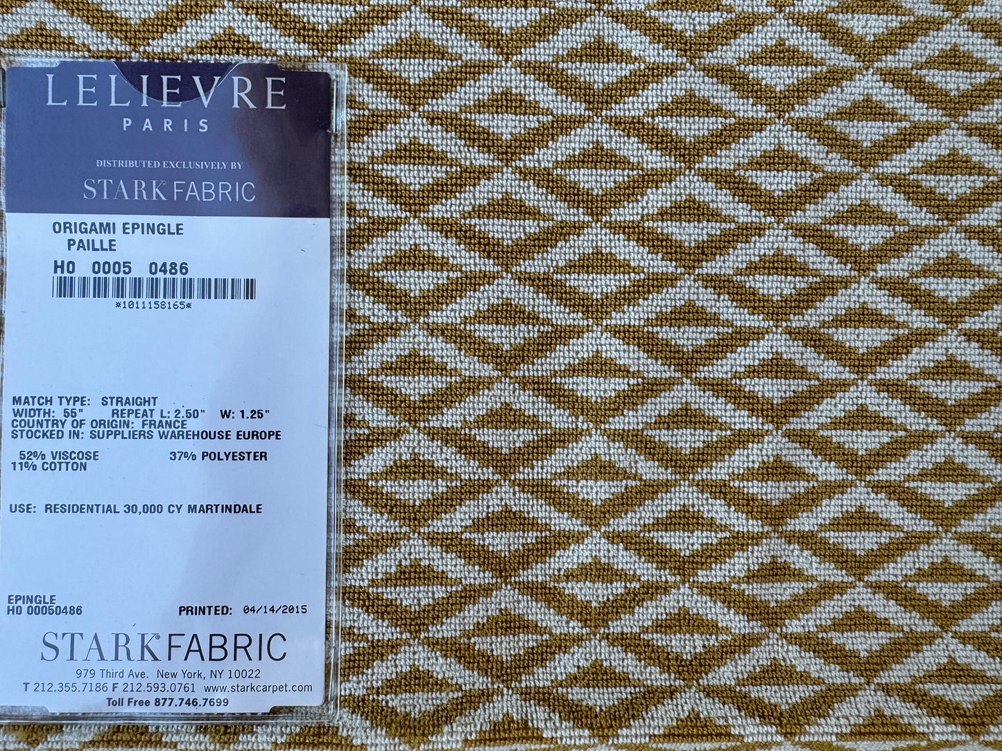 20 EV56 Square 25" x 25" Scalamandre Lelievre Paris Origami Epingle Paille Yellow White Diamond Geometric Small Scale MSRP USD374/y