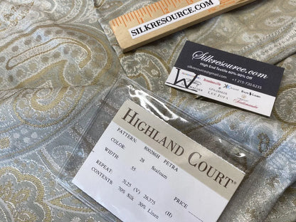 1 Boxw Scalamandre Square Showroom Sample 2.4 Yards Petra Silk Linen Damask Highland Court