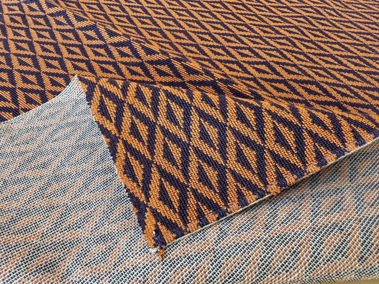 23 EV56 Square 25" x 25" Scalamandre Lelievre Paris Origami Epingle Terre Orange Black Diamond Geometric Small Scale MSRP USD374/y