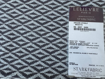 24 EV56 Square 25" x 25" Scalamandre Lelievre Paris Origami Epingle Moutte Gray White  Diamond Geometric Small Scale MSRP USD374/y