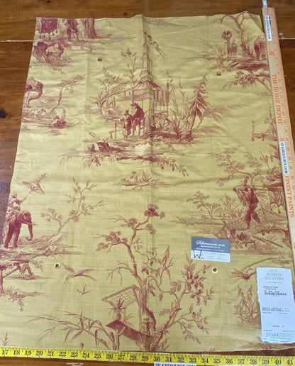 8 Boxw Scalamandre Square Showroom Sample Full Yard Voyage En Chine Rouge/jaune MSRP USD 388/y