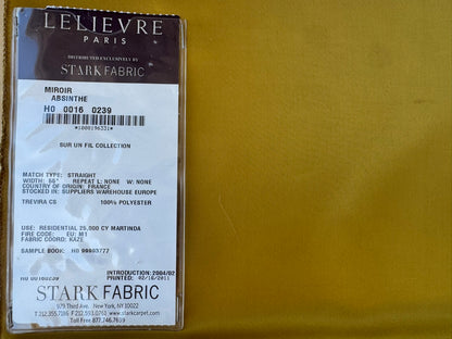 28 EV56 Square 26" x 26" Scalamandre Lelievre Paris Miroir Absinthe Yellow Solid Polyester MSRP USD374/y