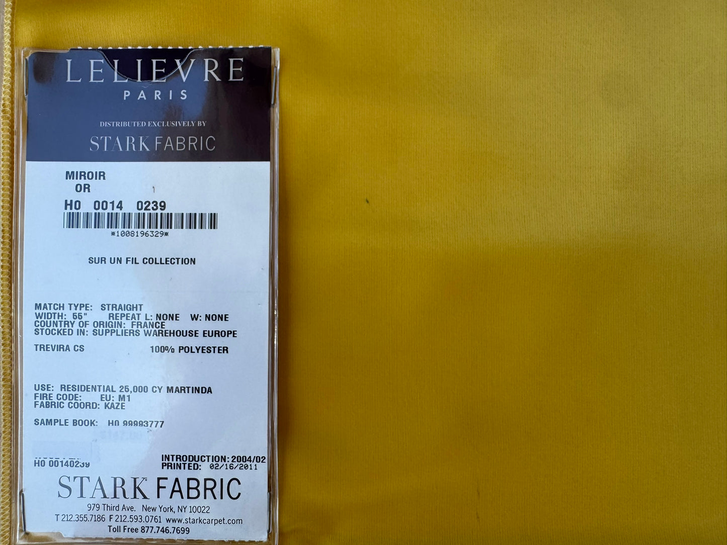 29 EV56 Square 26" x 26" Scalamandre Lelievre Paris Miroir Or Yellow Solid Polyester MSRP USD374/y