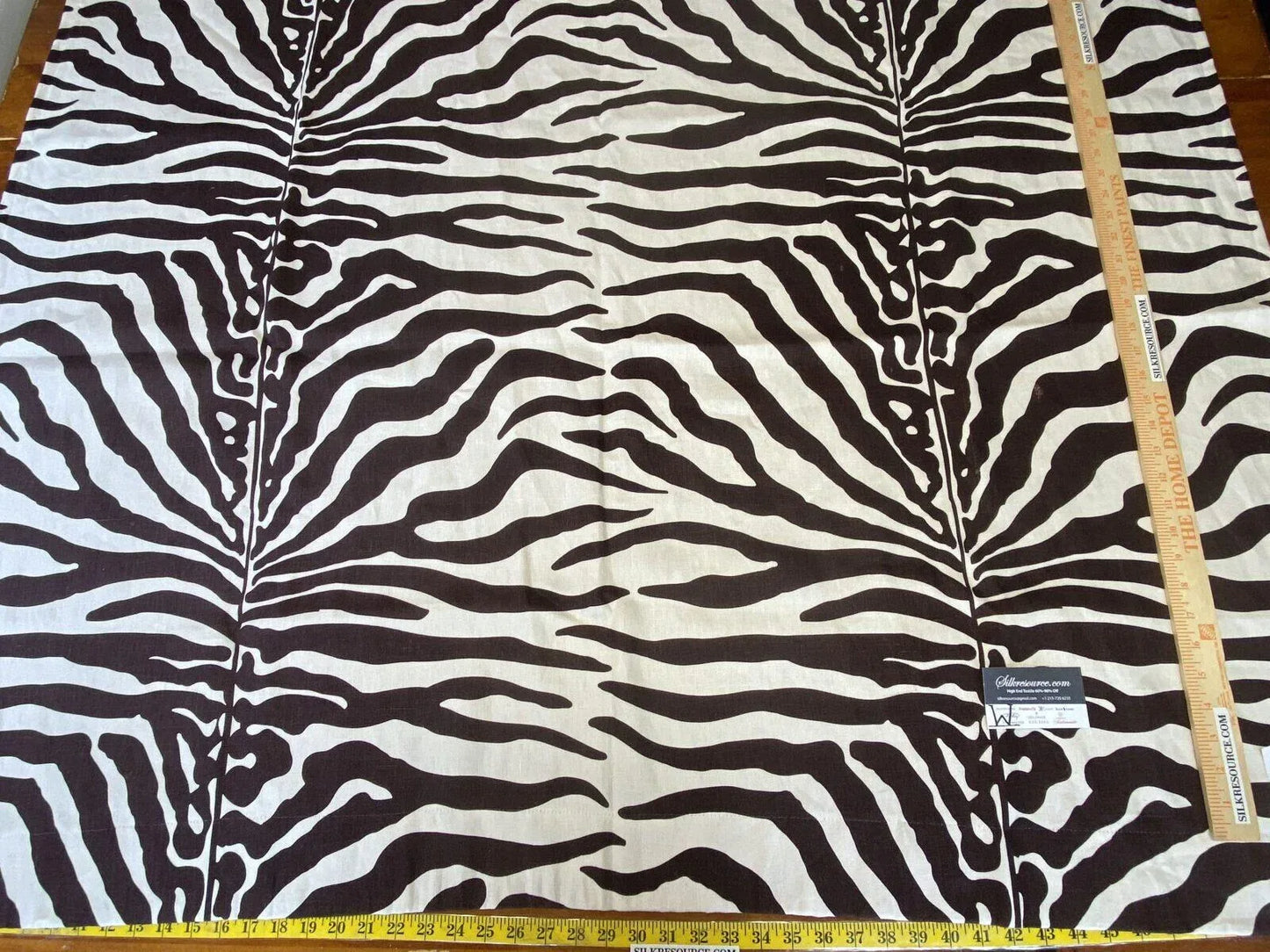 14 Boxw Scalamandre Square Showroom Sample Savannah Full Yard Zebra Linen Print Espresso Brown