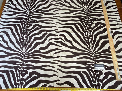 14 Boxw Scalamandre Square Showroom Sample Savannah Full Yard Zebra Linen Print Espresso Brown
