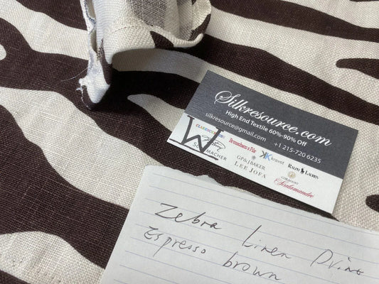 14 Boxw Scalamandre Square Showroom Sample Savannah Full Yard Zebra Linen Print Espresso Brown