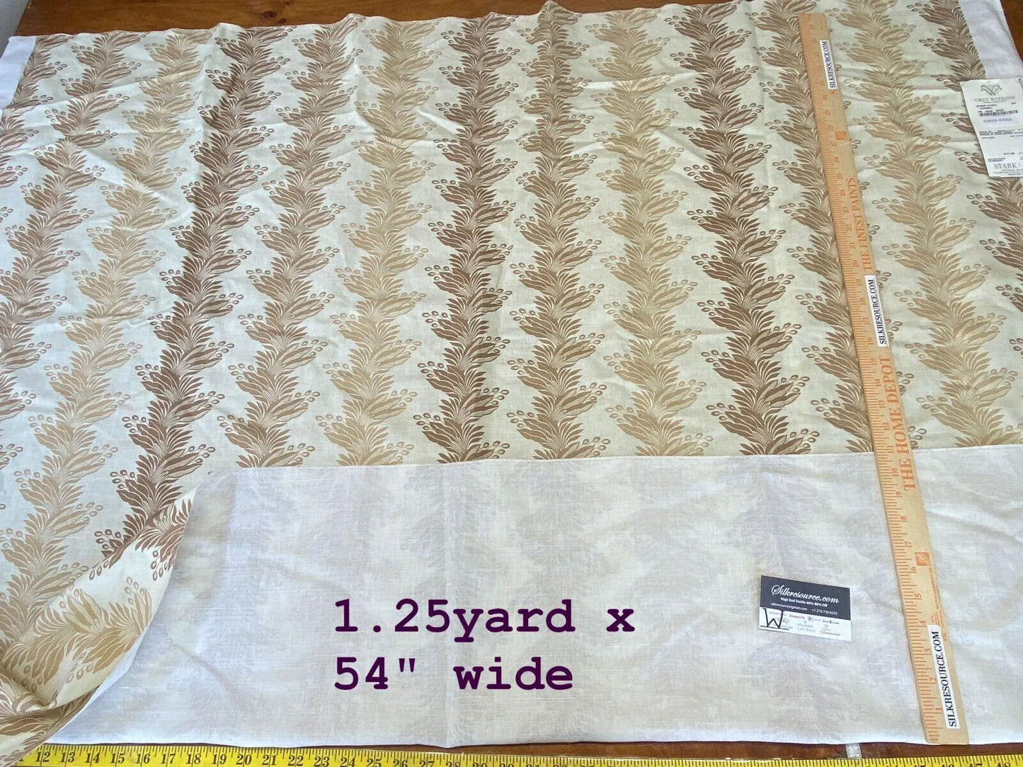 15 Boxw Scalamandre Square Showroom Sample 1.25 Yard Denise Strip Carmel MSRP USD236/Yard