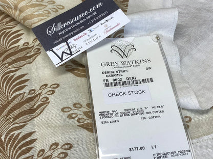 15 Boxw Scalamandre Square Showroom Sample 1.25 Yard Denise Strip Carmel MSRP USD236/Yard