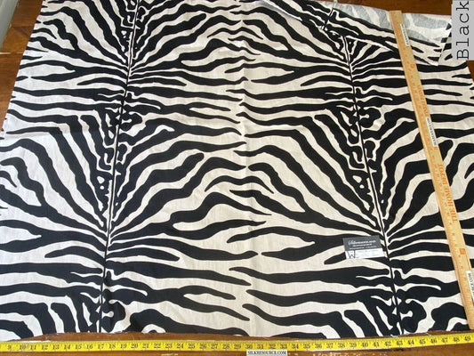 21 Boxw Scalamandre Square Showroom Sample Full Yard Zebra Linen Savannah Print Black