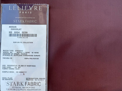 35 EV56 Square 25" x 26" Scalamandre Lelievre Paris Miroir Chocolat Brown Solid Polyester MSRP USD374/y