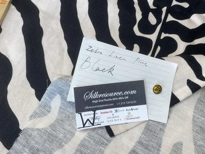 21 Boxw Scalamandre Square Showroom Sample Full Yard Zebra Linen Savannah Print Black
