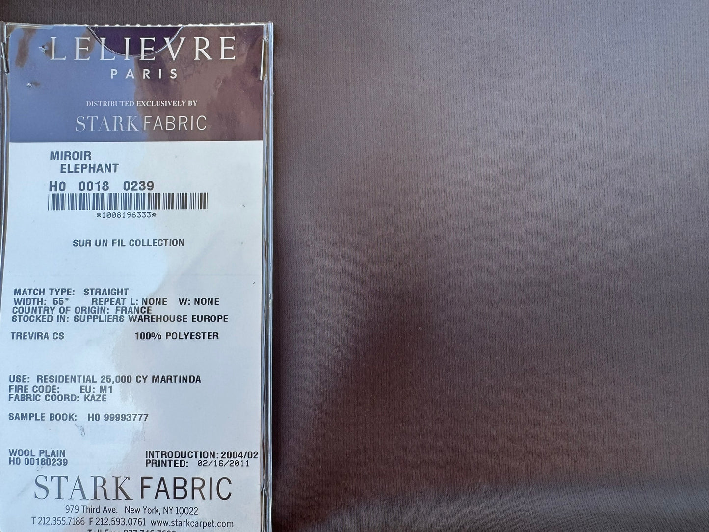 38 EV56 Square 25" x 26" Scalamandre Lelievre Paris Miroir Elephant Brown Solid Polyester MSRP USD374/y