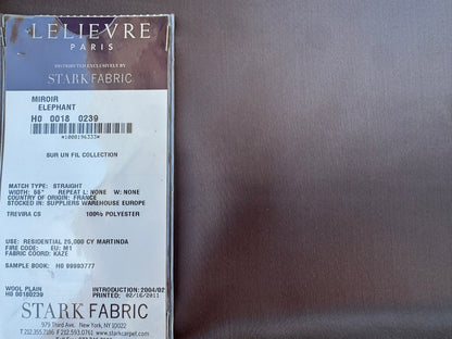 38 EV56 Square 25" x 26" Scalamandre Lelievre Paris Miroir Elephant Brown Solid Polyester MSRP USD374/y