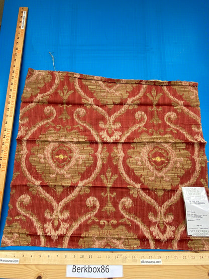 12 Berkbox86 Square Jacquard by Old World Weavers Libretto Brick Large Jacquard Red Gold MSRP USD300+/y