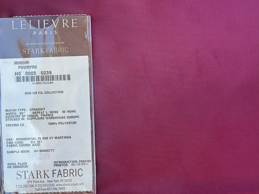 42 EV56 Square 25" x 27" Scalamandre Lelievre Paris Miroir Pourpre Purple Solid Polyester MSRP USD374/y
