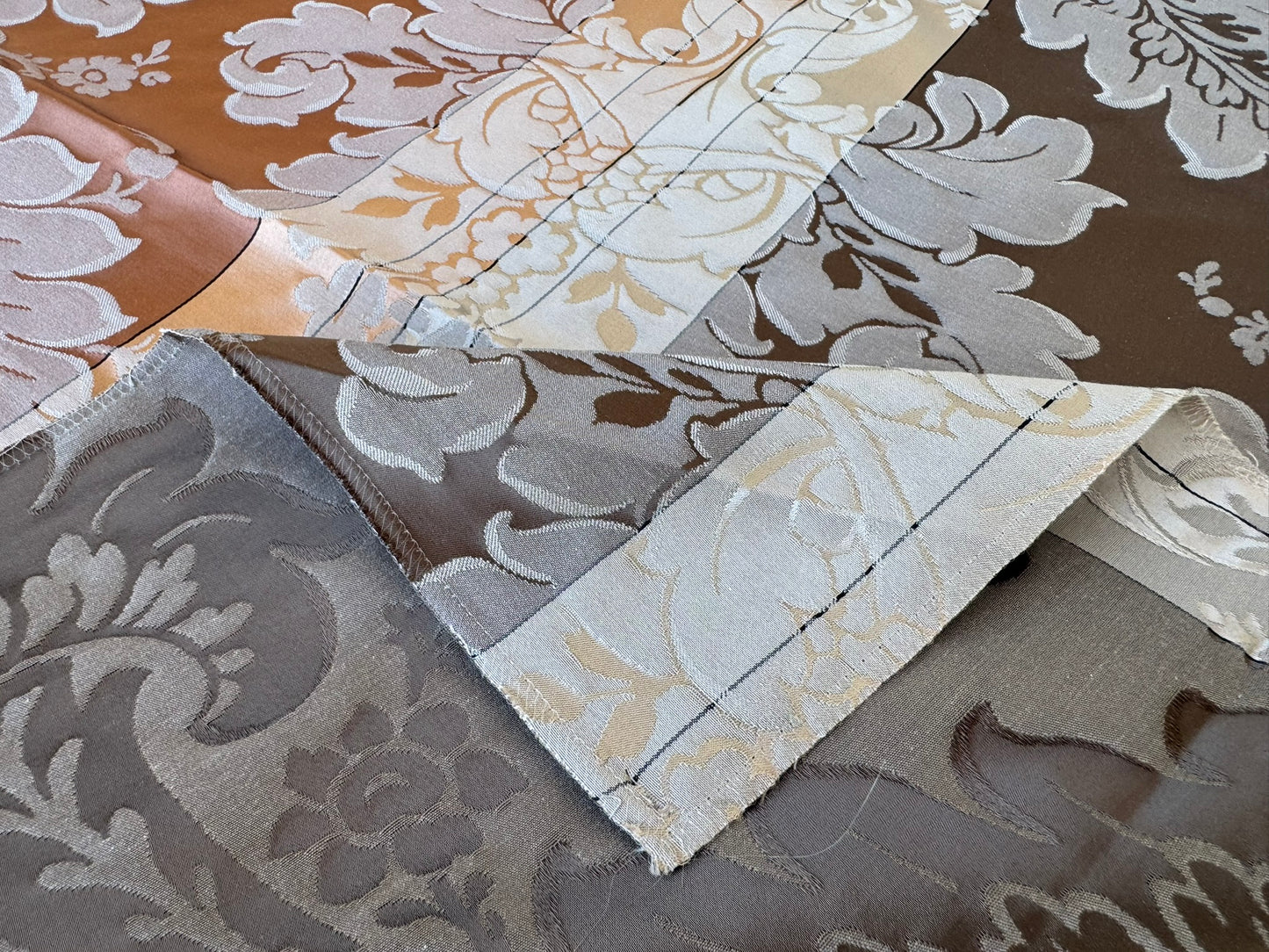 44 EV56 Square 23" x 25" Scalamandre Lelievre Paris Lancelot  Ombre Brown Cotton Viscose Damask Floral Renaissance