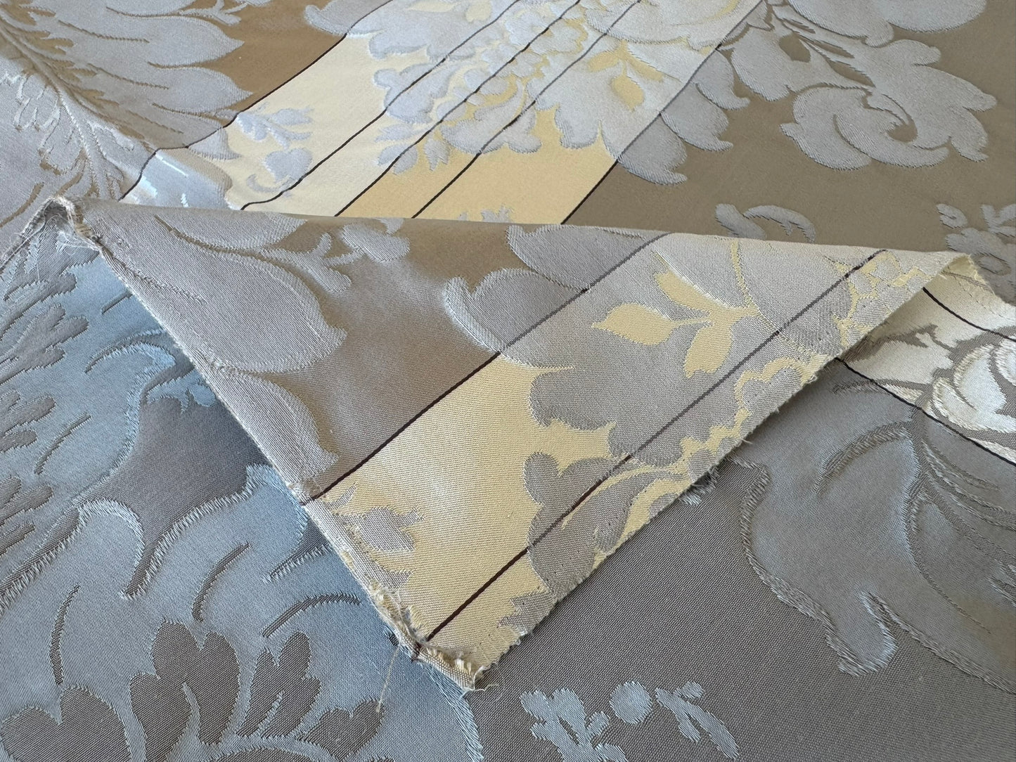 45 EV56 Square 23" x 25" Scalamandre Lelievre Paris Lancelot Argent Gray Cotton Viscose Damask Floral Renaissance