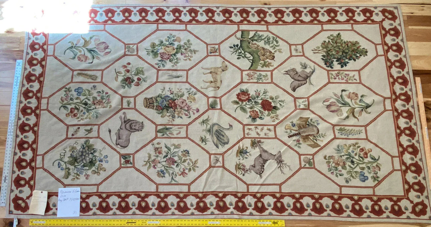 Stark BARENTU SILVER  Diamond Barratta Collection Leopard Deer Bird Flora Zoology 100% Wool 6x10' MSRP USD2700