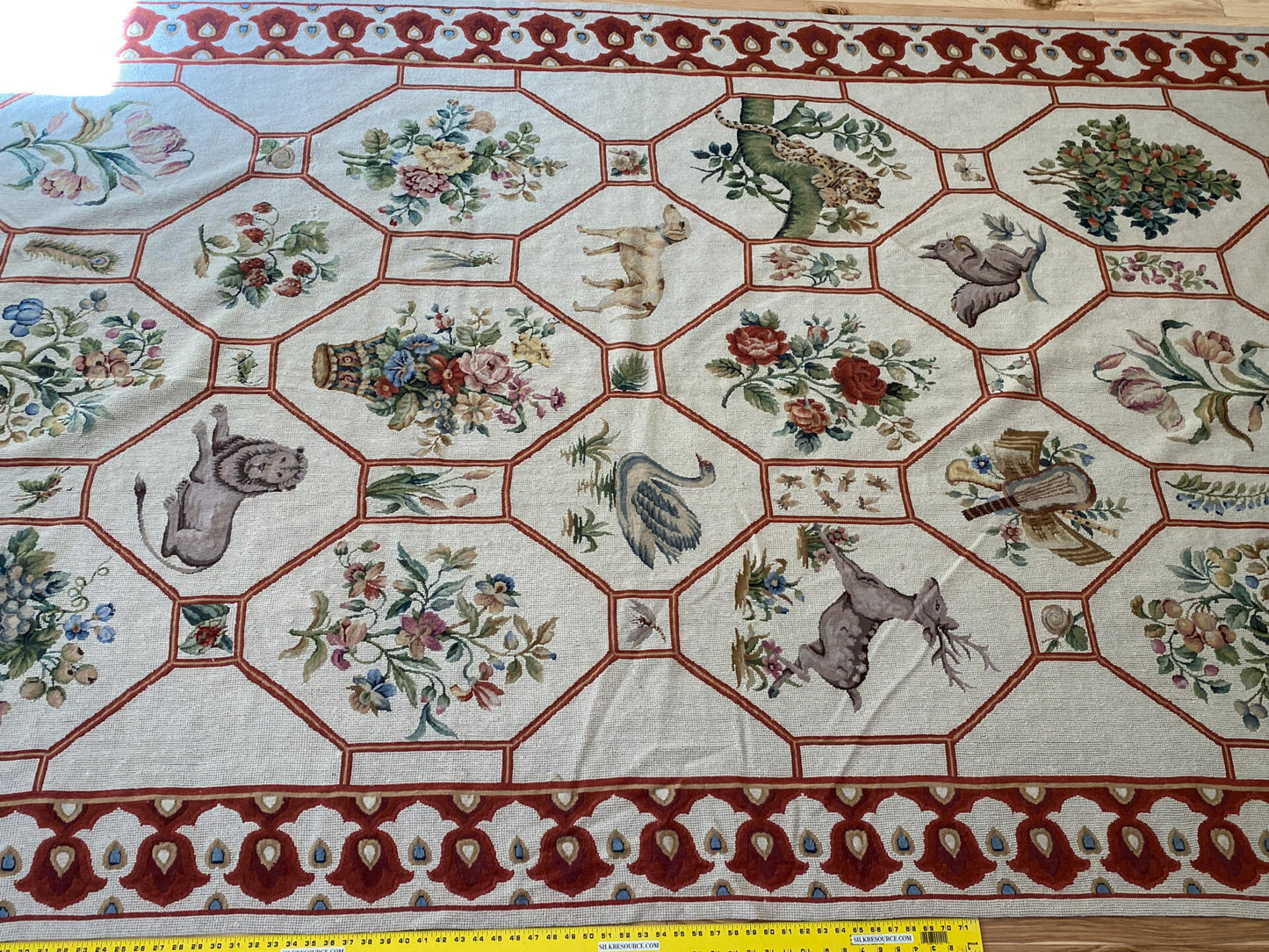 Stark BARENTU SILVER  Diamond Barratta Collection Leopard Deer Bird Flora Zoology 100% Wool 6x10' MSRP USD2700